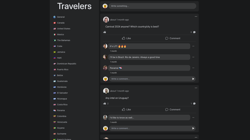 A screenshot of https://travelers-group.netlify.app